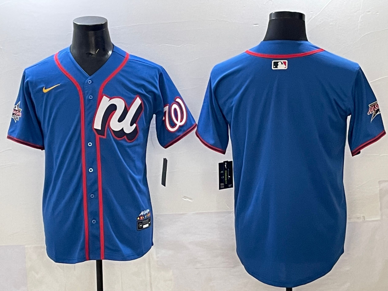 Men 2025 Washington Nationals blank blue Nike jersey style 45